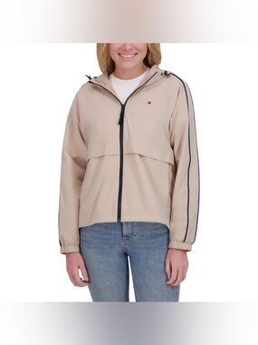 Tommy Hilfiger Windbreaker Jacket Large Brown Chino NWT Lightweight